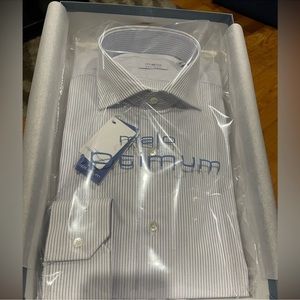 Malo Optimum Blue Striped Dress Shirt Sz 16